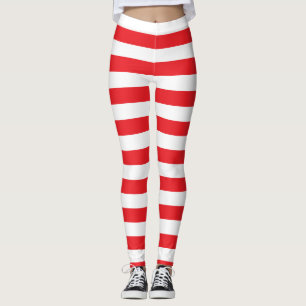 Leggings Guêtres rayées audacieuses rouges et blanches