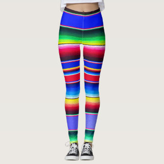 Leggings Guêtres rayées bleues lumineuses de Serape