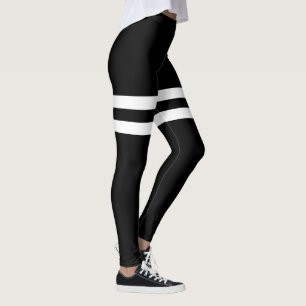 Leggings Guêtres rayées de yoga de double cuisse noire et