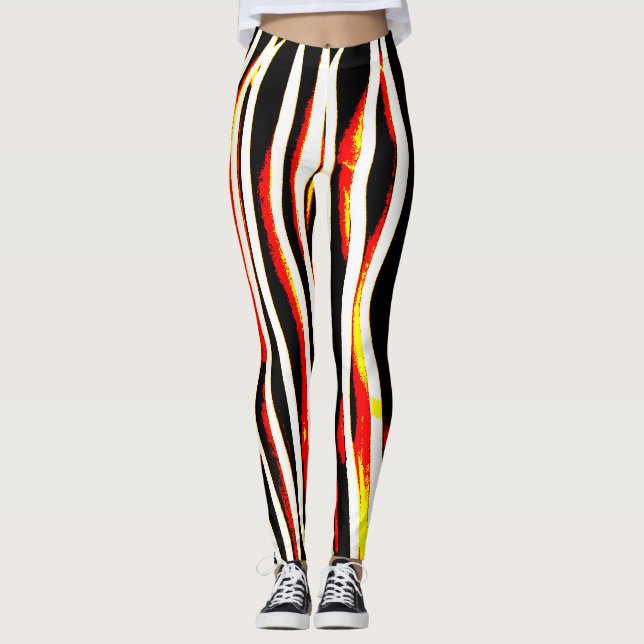 Leggings Guêtres rayées de zèbre de foudre de Firey (Devant)