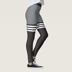 Leggings Guêtres rayées noires et blanches de sports