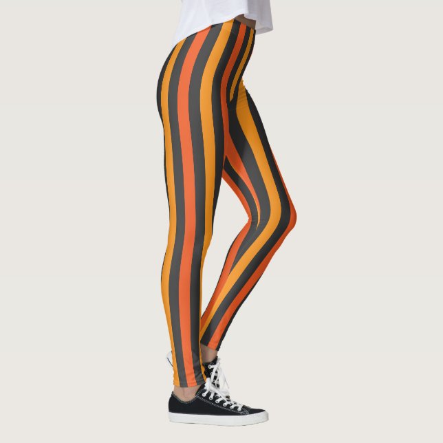 Leggings Guêtres rayées oranges et noires (Droite)