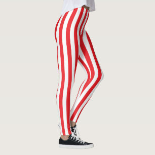 Leggings Guêtres rayées rouges et blanches