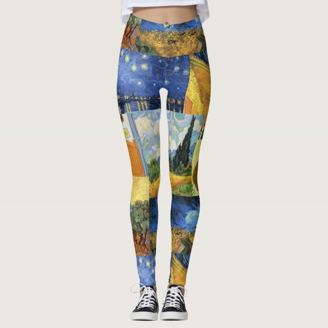 Leggings Guêtres rêveuses d'art de peintures de Van Gogh (Devant)