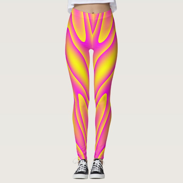 Leggings Guêtres Rose-Jaunes de remous (Devant)