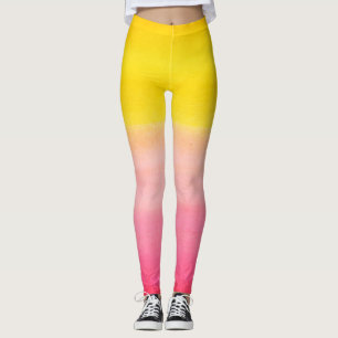 Leggings Guêtres roses d'aquarelle d'Ombre et jaunes faite