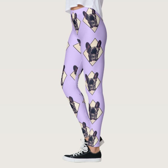 Leggings Guêtres roses de chien de bouledogue français (Gauche)