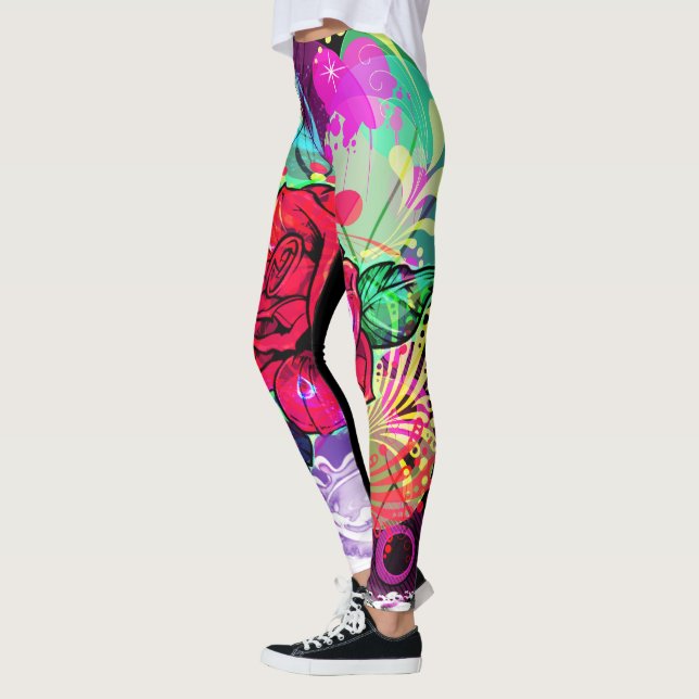 LEGGINGS GUÊTRES ROSES DE CONCEPTEUR (Gauche)