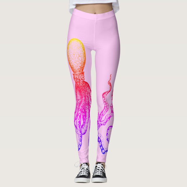 Leggings Guêtres roses de poulpe (Devant)
