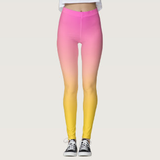 Leggings Guêtres roses et jaunes lumineuses de gradient