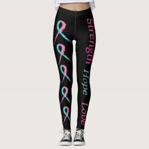 Leggings Guêtres roses et turquoises d'amour d'espoir de