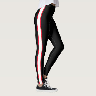 Leggings Guêtres rouges/blanches simples de rayure