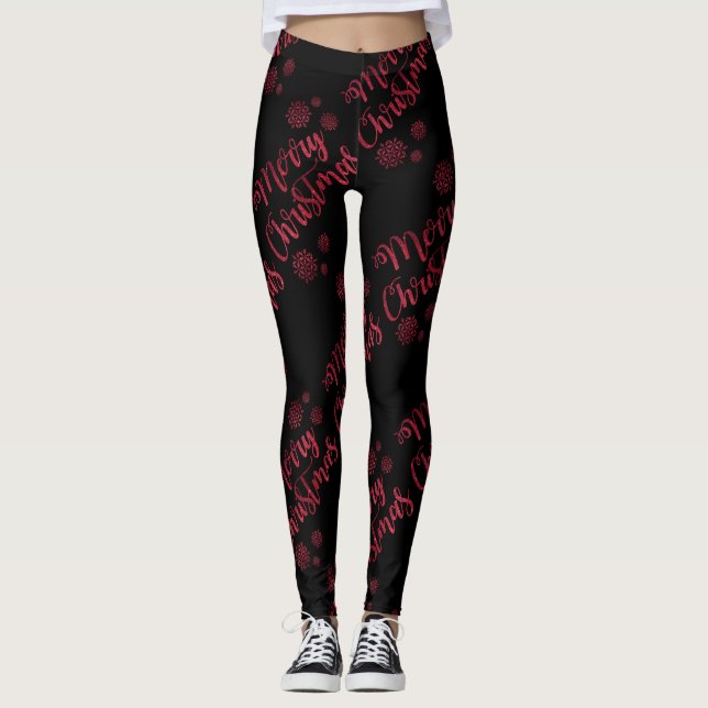 Leggings Guêtres rouges de noir de parties scintillantes de (Devant)