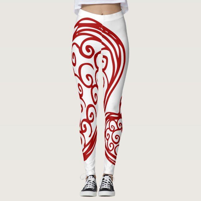Leggings Guêtres rouges et blanches (Devant)