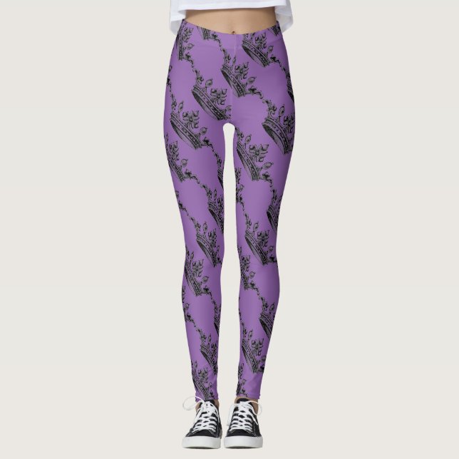Leggings Guêtres sportives d'Athleisure de couronne pourpre (Devant)
