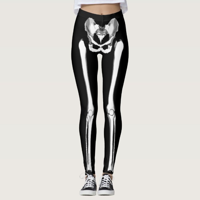 Leggings Guêtres squelettiques de Halloween de noir animal (Devant)