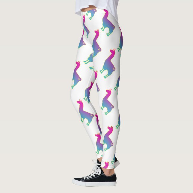 Leggings Guêtres tropicales roses de lama (Gauche)