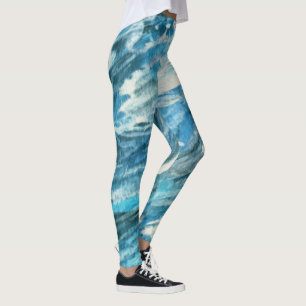 Leggings Guêtres turbulentes bleues d'art de mers