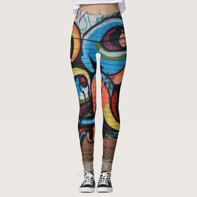 Leggings Guêtres urbaines de yoga d'art de rue de graffiti (Devant)