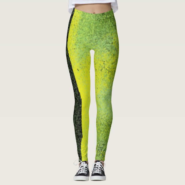 Leggings Guêtres vertes avec une rayure noire en bas d'une (Devant)