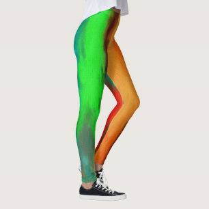 Leggings Guêtres vertes d'abrégé sur orange