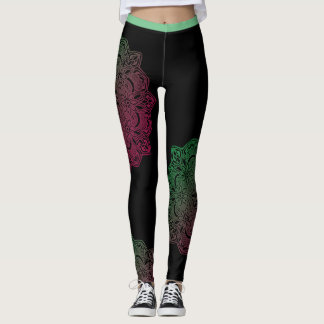 Leggings Guêtres vertes de fleur de mandala