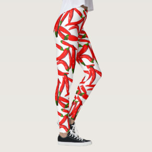 Leggings Guêtres vertes rouges chaudes de motif de poivrons