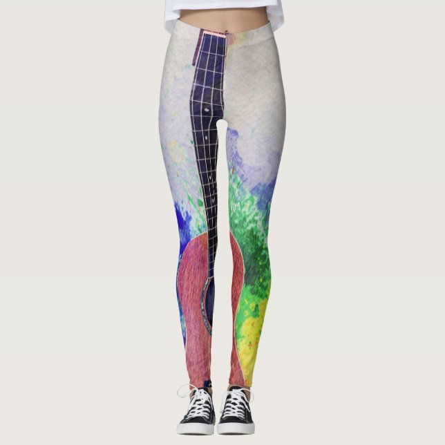 Leggings Guitare acoustique mignonne (Devant)