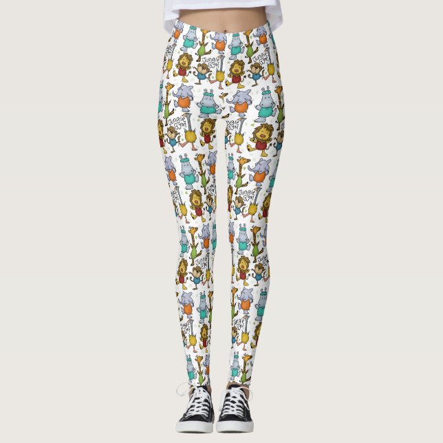 Leggings Gymnase Jungle Exercice Animaux (Devant)