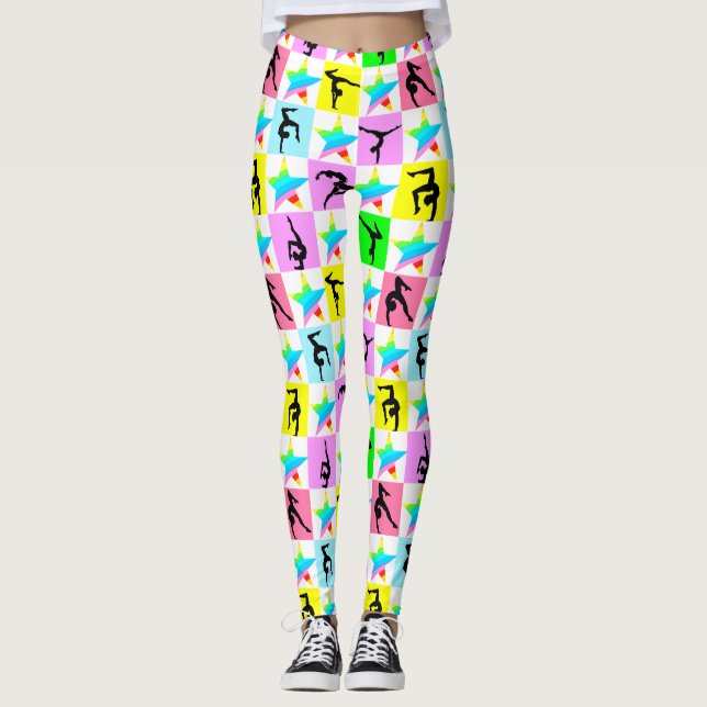 LEGGINGS GYMNASTIQUES COLORÉS DE SUPER STAR (Devant)