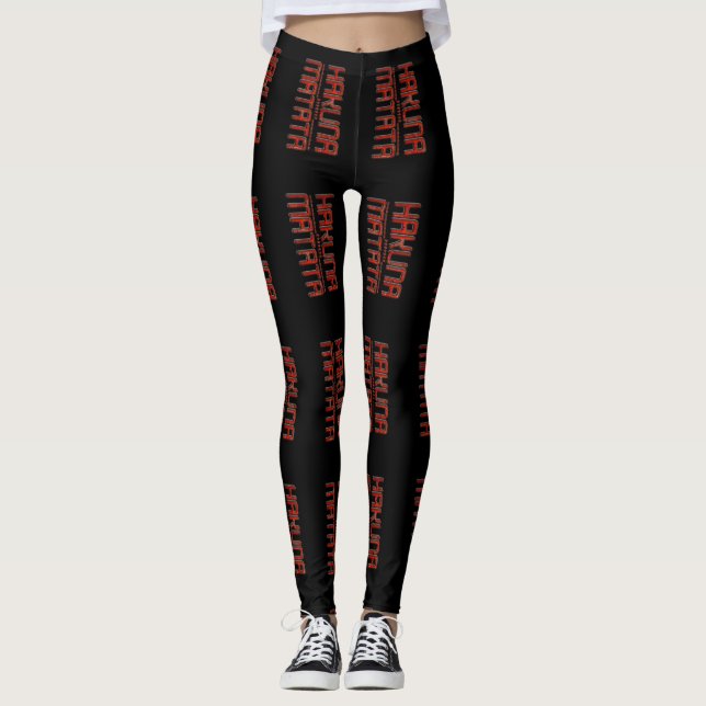 Leggings Hakuna Matata Red Black week-end Détendez-vous cha (Devant)