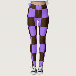 Leggings Halloween À damiers noir et violet Motif