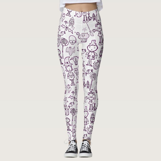 Leggings Halloween amusant violet (Devant)