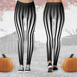 Leggings Halloween Bandes verticales noir et blanc ombre