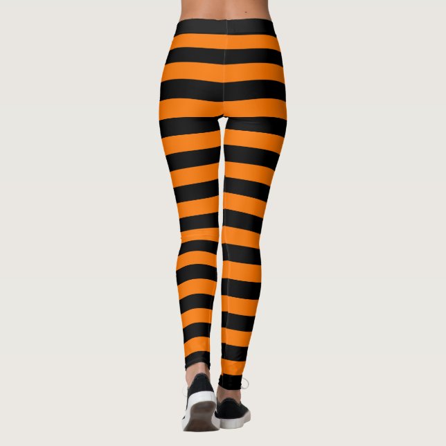 Leggings Halloween Black Orange Stripes Sorcière Costume Pa (Dos)