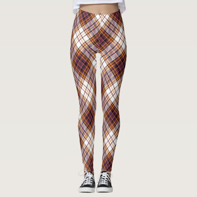 Leggings Halloween blanc, violet et Motif orange (Devant)