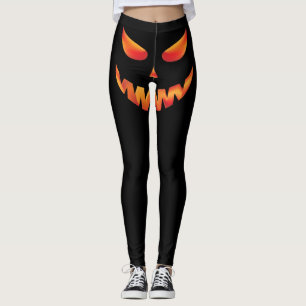Leggings Halloween brûler le visage des Citrouilles