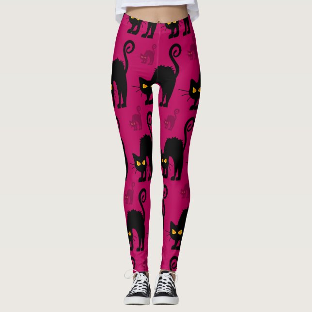 Leggings Halloween Chat : Abstrait Motif sans couture (Devant)