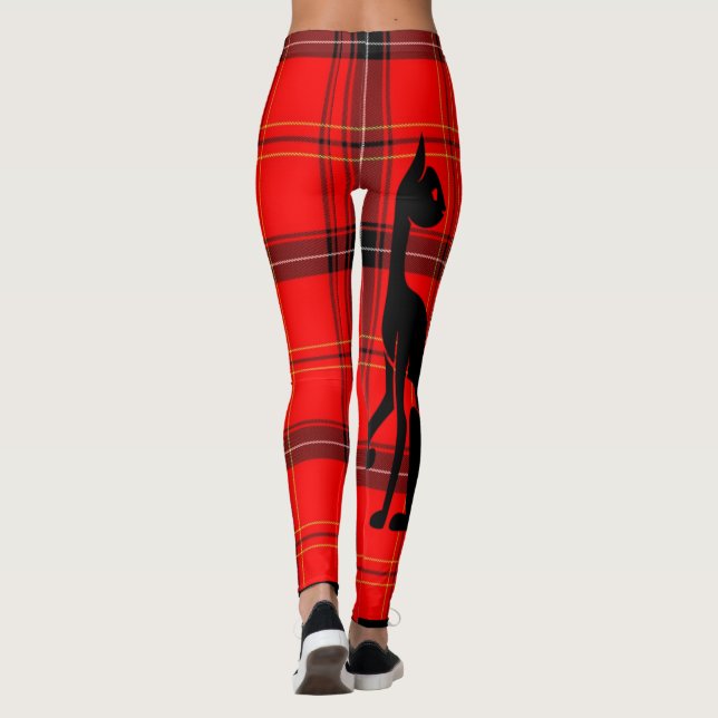 Leggings Halloween Chat Noir Plaid Automne Orange (Dos)