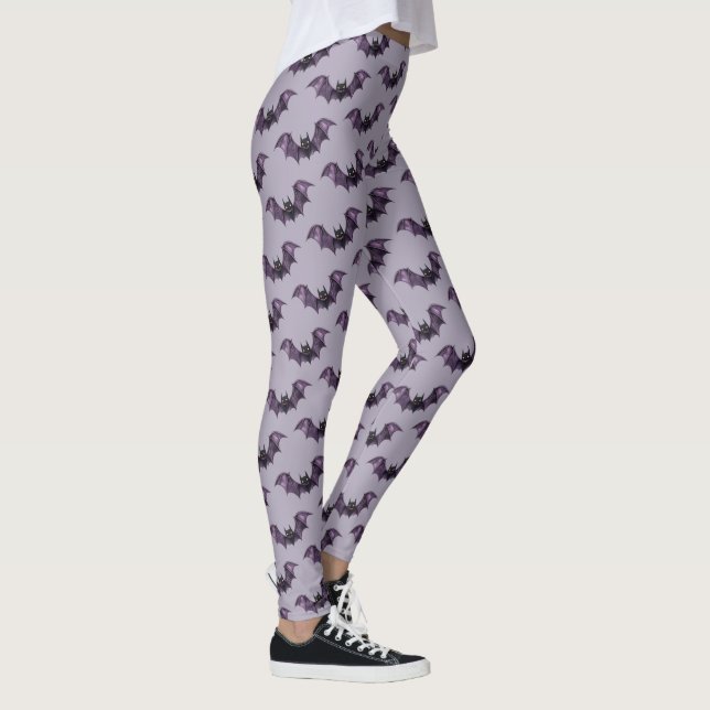 Leggings Halloween chauves-souris violette Éffrayante effro (Droite)