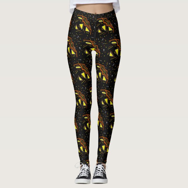 Leggings Halloween Citrouille cosmique Espace extra-atmosph (Devant)