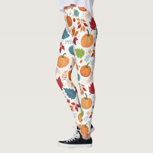 Leggings Halloween Citrouille et feuille colorés