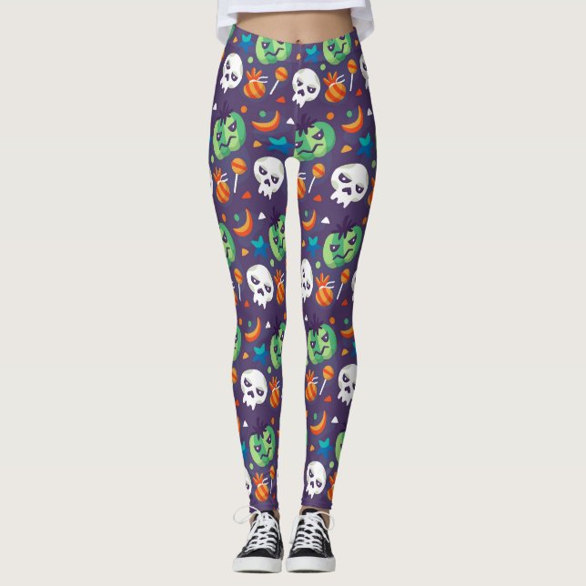 Leggings Halloween Citrouille grincheux (Devant)