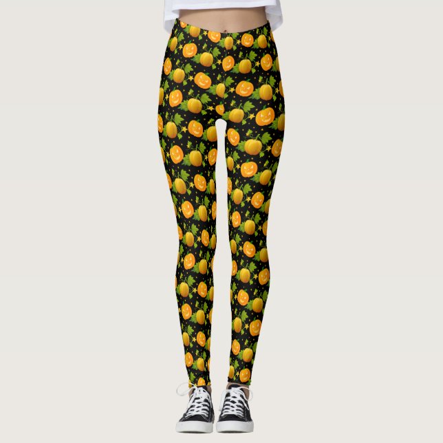 Leggings Halloween Citrouille jaune (Devant)