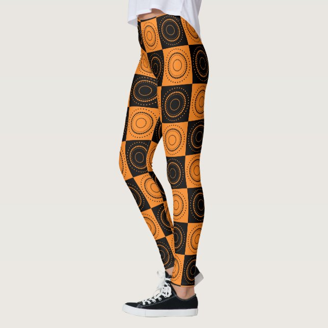 Leggings Halloween Concentré Orange et Pois noirs (Gauche)