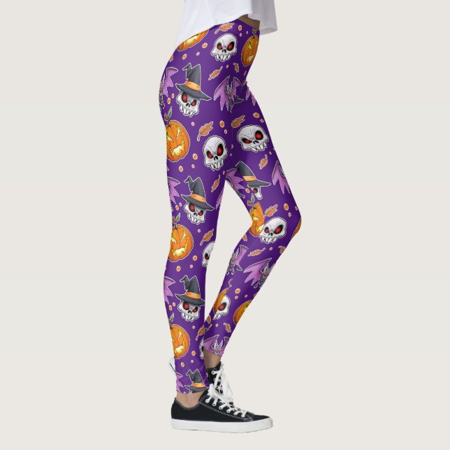 Leggings Halloween Cool déplaisant (violet) (Droite)