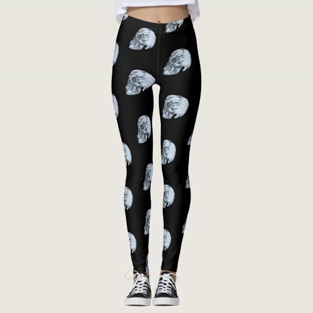 Leggings Halloween crâne et os (Devant)