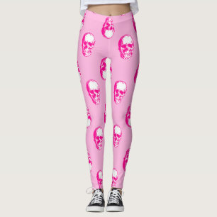 Leggings halloween crâne rose gothique