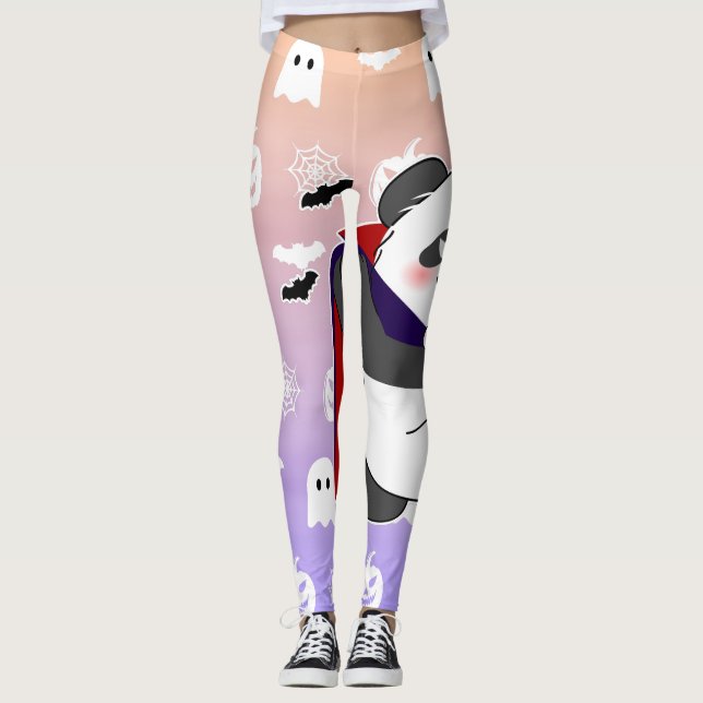 Leggings Halloween Cute Baby Panda Dracula Vampire (Devant)