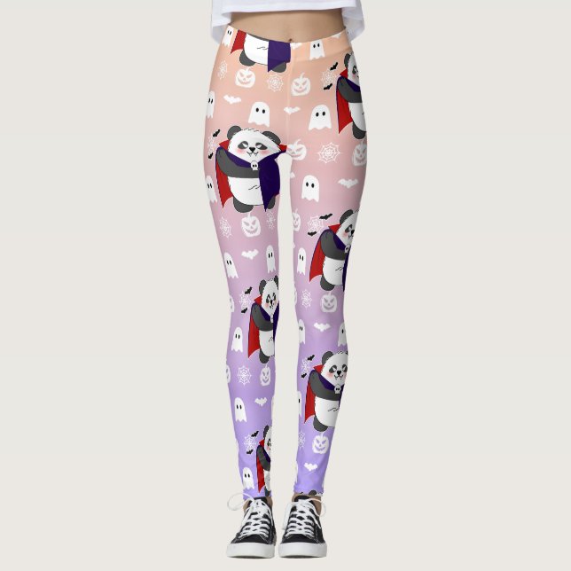 Leggings Halloween Cute Baby Panda Dracula Vampire (Devant)